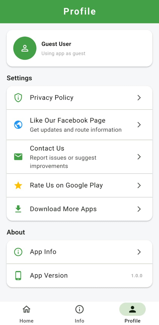 Profile Screen - Settings and app preferences