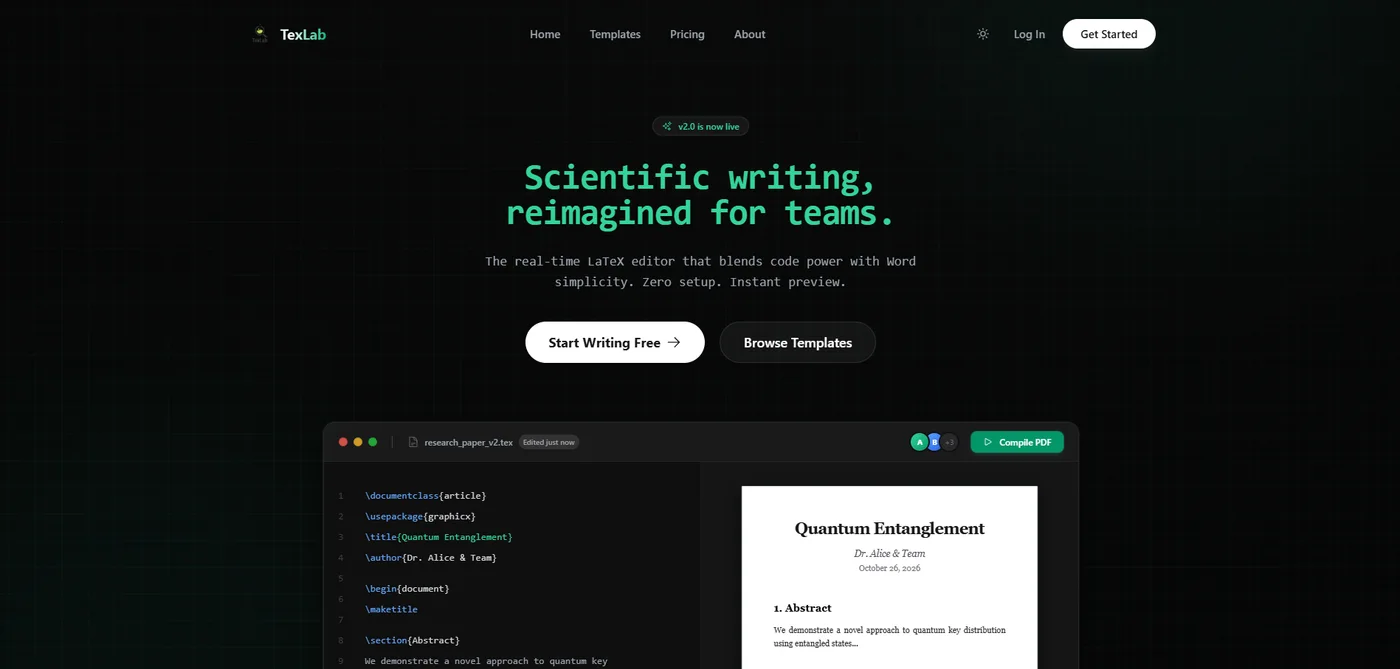 TexLab Online website and editor